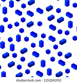 Dark BLUE vector seamless, isometric texture in rectangular style. Rectangles on abstract background with colorful gradient. Template for business cards, websites.
