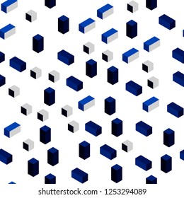 Dark BLUE vector seamless, isometric template with rhombus. Modern abstract illustration with colorful rectangles. Template for business cards, websites.