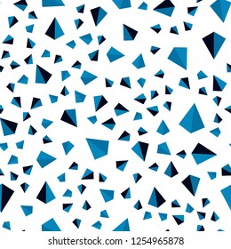 Dark BLUE vector seamless, isometric background with triangles. Abstract gradient illustration with triangles. Pattern for design of fabric, wallpapers.