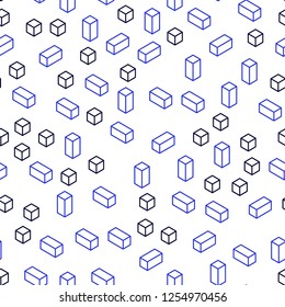 Dark BLUE vector seamless, isometric texture in rectangular style. Decorative design in abstract style with rectangles. Pattern for trendy fabric, wallpapers.
