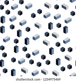 Dark BLUE vector seamless, isometric layout with lines, rectangles. Abstract gradient illustration with rectangles. Design for textile, fabric, wallpapers.