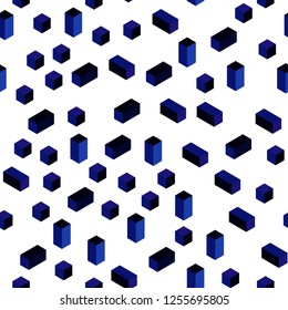 Dark BLUE vector seamless, isometric cover in polygonal style. Rectangles on abstract background with colorful gradient. Texture for window blinds, curtains.