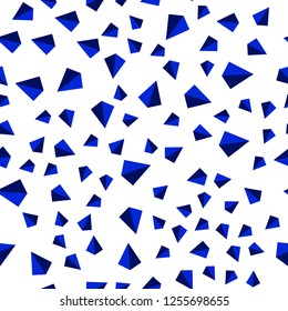 Dark BLUE vector seamless, isometric template with crystals, triangles. Decorative design in abstract style with triangles. Design for textile, fabric, wallpapers.