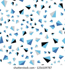 Dark BLUE vector seamless, isometric template with crystals, triangles. Glitter abstract illustration with triangular shapes. Design for wallpaper, fabric makers.