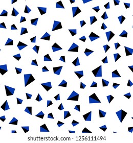 Dark BLUE vector seamless, isometric pattern with polygonal style. Decorative design in abstract style with triangles. Texture for window blinds, curtains.