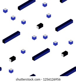 Dark BLUE vector seamless, isometric cover in polygonal style. Beautiful illustration with rectangles and squares. Design for wallpaper, fabric makers.
