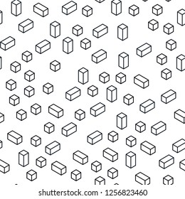 Dark BLUE vector seamless, isometric texture in rectangular style. Rectangles on abstract background with colorful gradient. Pattern for design of fabric, wallpapers.