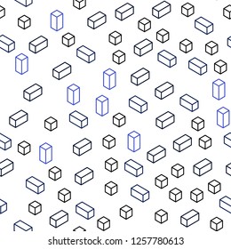 Dark BLUE vector seamless, isometric layout with lines, rectangles. Rectangles on abstract background with colorful gradient. Texture for window blinds, curtains.