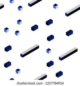 Dark BLUE vector seamless, isometric template with rhombus. Modern abstract illustration with colorful rectangles. Template for business cards, websites.