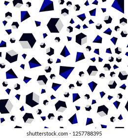 Dark BLUE vector seamless, isometric pattern with polygonal style with cubes. Illustration with colorful triangles, rectangles. Template for business cards, websites.
