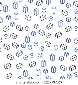 Dark BLUE vector seamless, isometric texture in rectangular style. Abstract gradient illustration with rectangles. Pattern for trendy fabric, wallpapers.