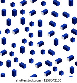 Dark BLUE vector seamless, isometric cover in polygonal style. Rectangles on abstract background with colorful gradient. Template for business cards, websites.