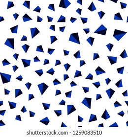 Dark BLUE vector seamless, isometric template with crystals, triangles. Modern abstract illustration with colorful triangles. Pattern for trendy fabric, wallpapers.