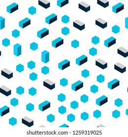 Dark BLUE vector seamless, isometric cover in polygonal style. Abstract gradient illustration with rectangles. Pattern for design of fabric, wallpapers.