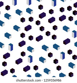 Dark BLUE vector seamless, isometric background with rectangles. Abstract gradient illustration with rectangles. Texture for window blinds, curtains.