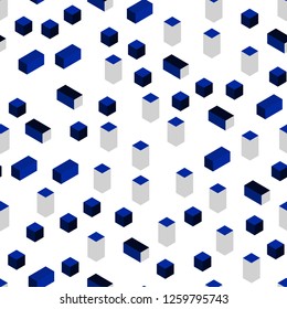 Dark BLUE vector seamless, isometric texture in rectangular style. Decorative design in abstract style with rectangles. Design for textile, fabric, wallpapers.