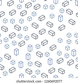 Dark BLUE vector seamless, isometric layout with lines, rectangles. Illustration with set of colorful rectangles. Pattern for design of fabric, wallpapers.