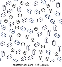 Dark BLUE vector seamless, isometric layout with lines, rectangles. Illustration with set of colorful rectangles. Design for wallpaper, fabric makers.