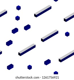 Dark BLUE vector seamless, isometric cover in polygonal style. Glitter abstract illustration with rectangular shapes. Design for textile, fabric, wallpapers.