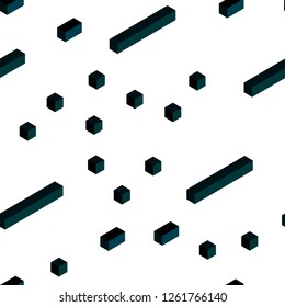 Dark BLUE vector seamless, isometric pattern in square style. Beautiful illustration with rectangles and squares. Design for wallpaper, fabric makers.