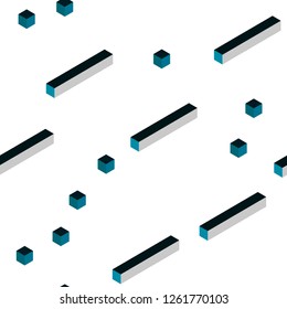 Dark BLUE vector seamless, isometric layout with lines, rectangles. Decorative design in abstract style with rectangles. Design for textile, fabric, wallpapers.