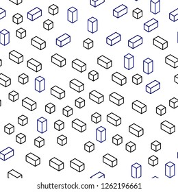 Dark BLUE vector seamless, isometric pattern in square style. Rectangles on abstract background with colorful gradient. Pattern for trendy fabric, wallpapers.