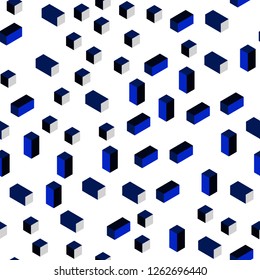 Dark BLUE vector seamless, isometric template with rhombus. Beautiful illustration with rectangles and squares. Design for wallpaper, fabric makers.