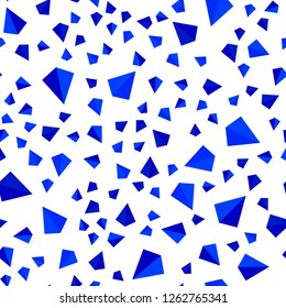 Dark BLUE vector seamless, isometric background with triangles. Modern abstract illustration with colorful triangles. Design for textile, fabric, wallpapers.