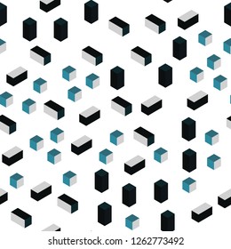 Dark BLUE vector seamless, isometric backdrop with rhombus. Modern abstract illustration with colorful rectangles. Pattern for design of fabric, wallpapers.