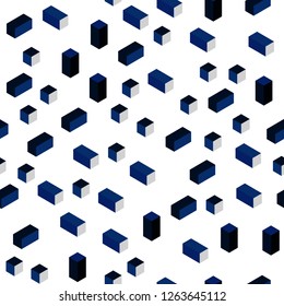 Dark BLUE vector seamless, isometric layout with lines, rectangles. Rectangles on abstract background with colorful gradient. Design for wallpaper, fabric makers.