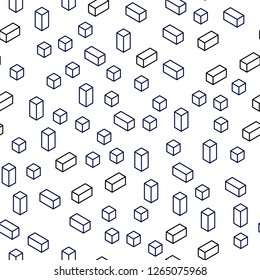 Dark BLUE vector seamless, isometric cover in polygonal style. Rectangles on abstract background with colorful gradient. Pattern for trendy fabric, wallpapers.