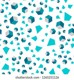 Dark BLUE vector seamless, isometric template with crystals, squares. Decorative design in abstract style with lines, cubes. Template for business cards, websites.