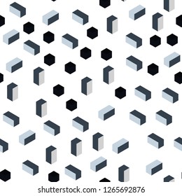 Dark BLUE vector seamless, isometric texture in rectangular style. Rectangles on abstract background with colorful gradient. Pattern for design of fabric, wallpapers.