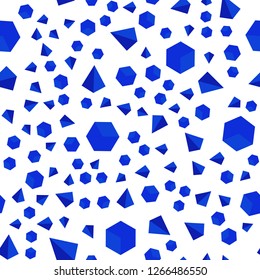 Dark BLUE vector seamless, isometric texture with poly style with cubes. Abstract illustration with colorful lines, cubes. Design for textile, fabric, wallpapers.