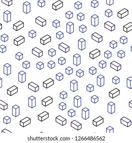 Dark BLUE vector seamless, isometric cover in polygonal style. Illustration with set of colorful rectangles. Design for wallpaper, fabric makers.