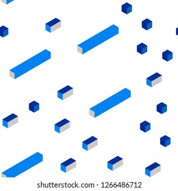 Dark BLUE vector seamless, isometric layout with lines, rectangles. Abstract gradient illustration with rectangles. Pattern for trendy fabric, wallpapers.