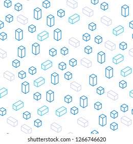Dark BLUE vector seamless, isometric texture in rectangular style. Rectangles on abstract background with colorful gradient. Design for textile, fabric, wallpapers.