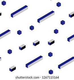 Dark BLUE vector seamless, isometric backdrop with rhombus. Rectangles on abstract background with colorful gradient. Pattern for design of fabric, wallpapers.