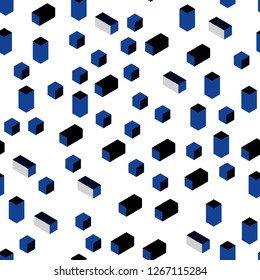 Dark BLUE vector seamless, isometric layout with lines, rectangles. Beautiful illustration with rectangles and squares. Design for wallpaper, fabric makers.