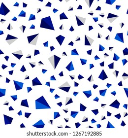 Dark BLUE vector seamless, isometric layout with lines, triangles. Beautiful illustration with triangles in nature style. Pattern for trendy fabric, wallpapers.