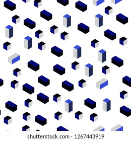 Dark BLUE vector seamless, isometric cover in polygonal style. Abstract gradient illustration with rectangles. Design for wallpaper, fabric makers.