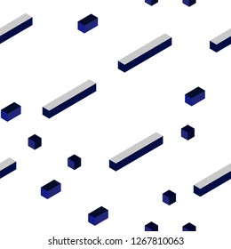 Dark BLUE vector seamless, isometric backdrop with rhombus. Rectangles on abstract background with colorful gradient. Pattern for design of fabric, wallpapers.