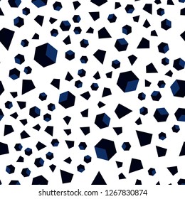 Dark BLUE vector seamless, isometric pattern with polygonal style with cubes. Lines, rhombus with colorful gradient. Design for wallpaper, fabric makers.