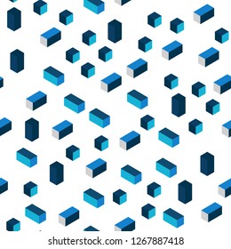Dark BLUE vector seamless, isometric cover in polygonal style. Abstract gradient illustration with rectangles. Texture for window blinds, curtains.