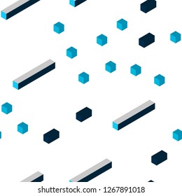 Dark BLUE vector seamless, isometric pattern in square style. Rectangles on abstract background with colorful gradient. Texture for window blinds, curtains.
