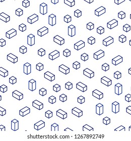Dark BLUE vector seamless, isometric backdrop with rhombus. Glitter abstract illustration with rectangular shapes. Pattern for trendy fabric, wallpapers.
