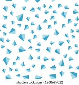 Dark BLUE vector seamless, isometric background with triangles. Decorative design in abstract style with triangles. Pattern for design of fabric, wallpapers.