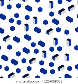 Dark BLUE vector seamless, isometric template with rhombus. Modern abstract illustration with colorful rectangles. Pattern for design of fabric, wallpapers.