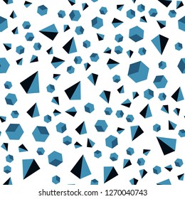 Dark BLUE vector seamless, isometric layout with rectangles, triangles. Lines, rhombus with colorful gradient. Template for business cards, websites.