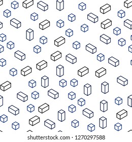 Dark BLUE vector seamless, isometric background with rectangles. Glitter abstract illustration with rectangular shapes. Design for wallpaper, fabric makers.